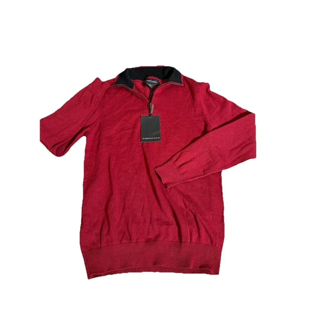 Harrison‎ Davis 1/4 Zip Pullover Sweatshirt Red Men's Size Small 100% Cotton NWT